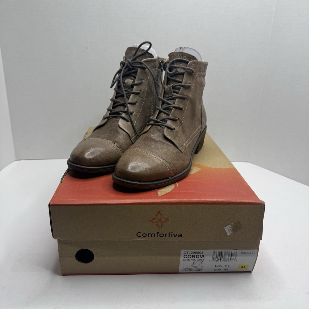 Comfortiva Cordia Womens Leather Ankle Boots Cemento Grey 8.5 M CT0006808